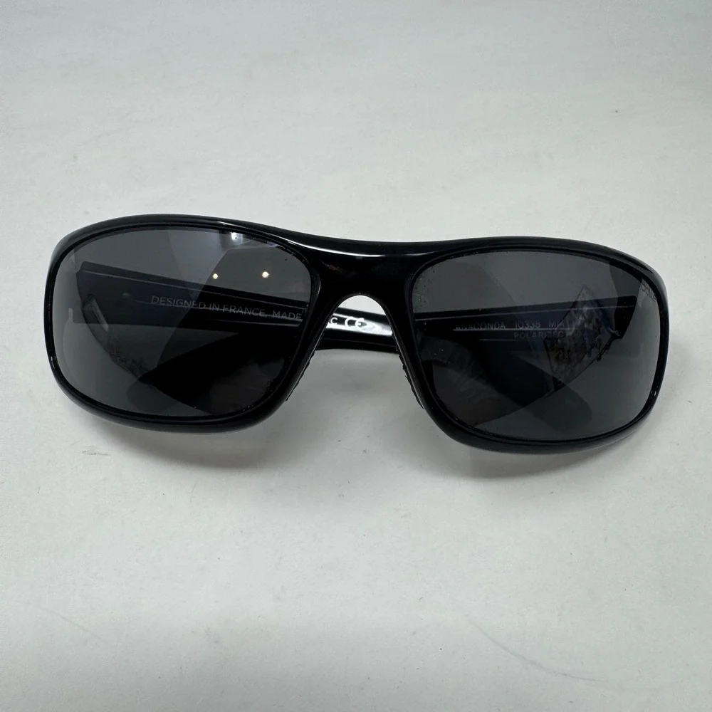 Bolle Anaconda 10338 Polarized Sport Sunglasses Black Wrap Around with Case